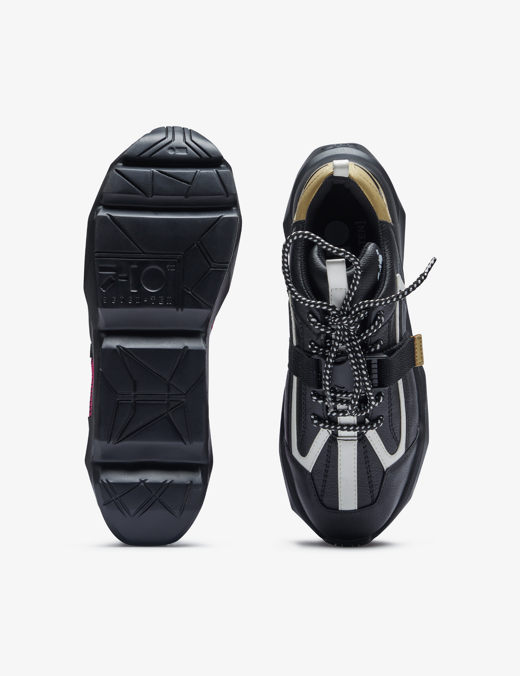 726 black gold buckle chunky sneaker