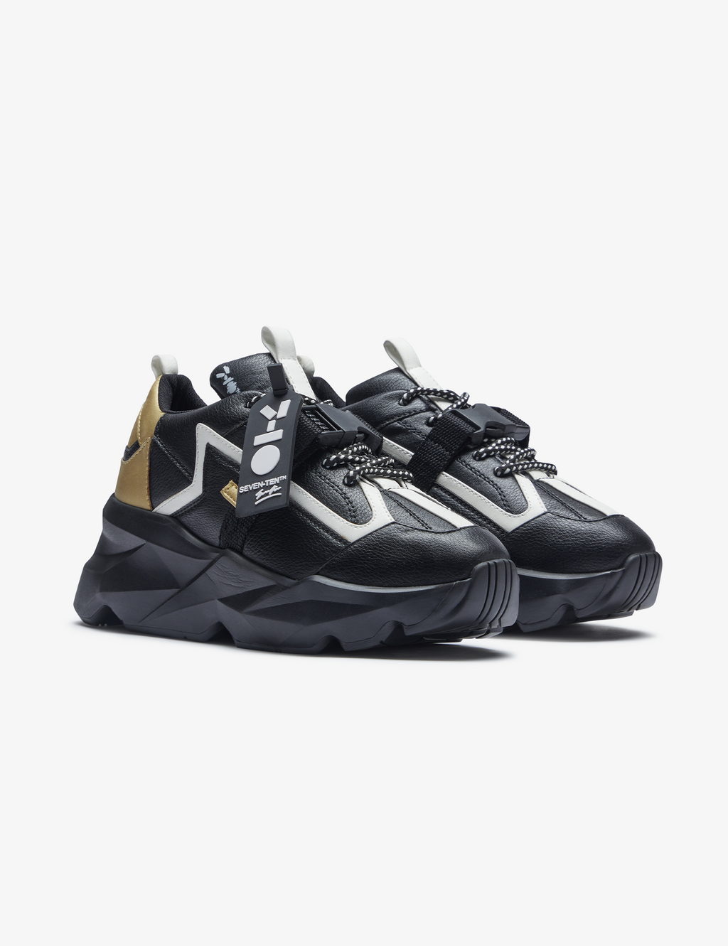 726 black gold buckle chunky sneaker