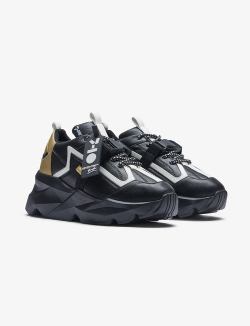 726 black gold buckle chunky sneaker