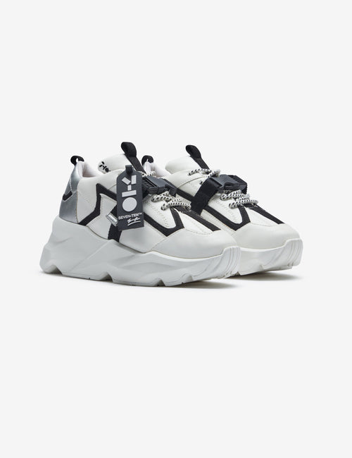 726 white silver buckle chunky sneaker - The Grand Sale