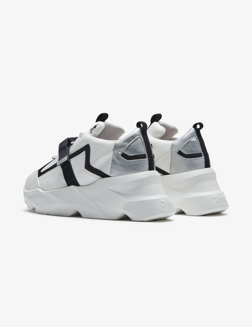 726 white silver buckle chunky sneaker