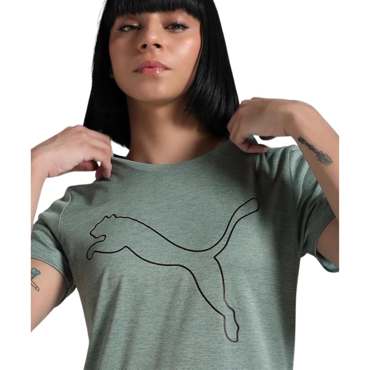 Puma Womens Train All Day Essential Heather Logo Tee