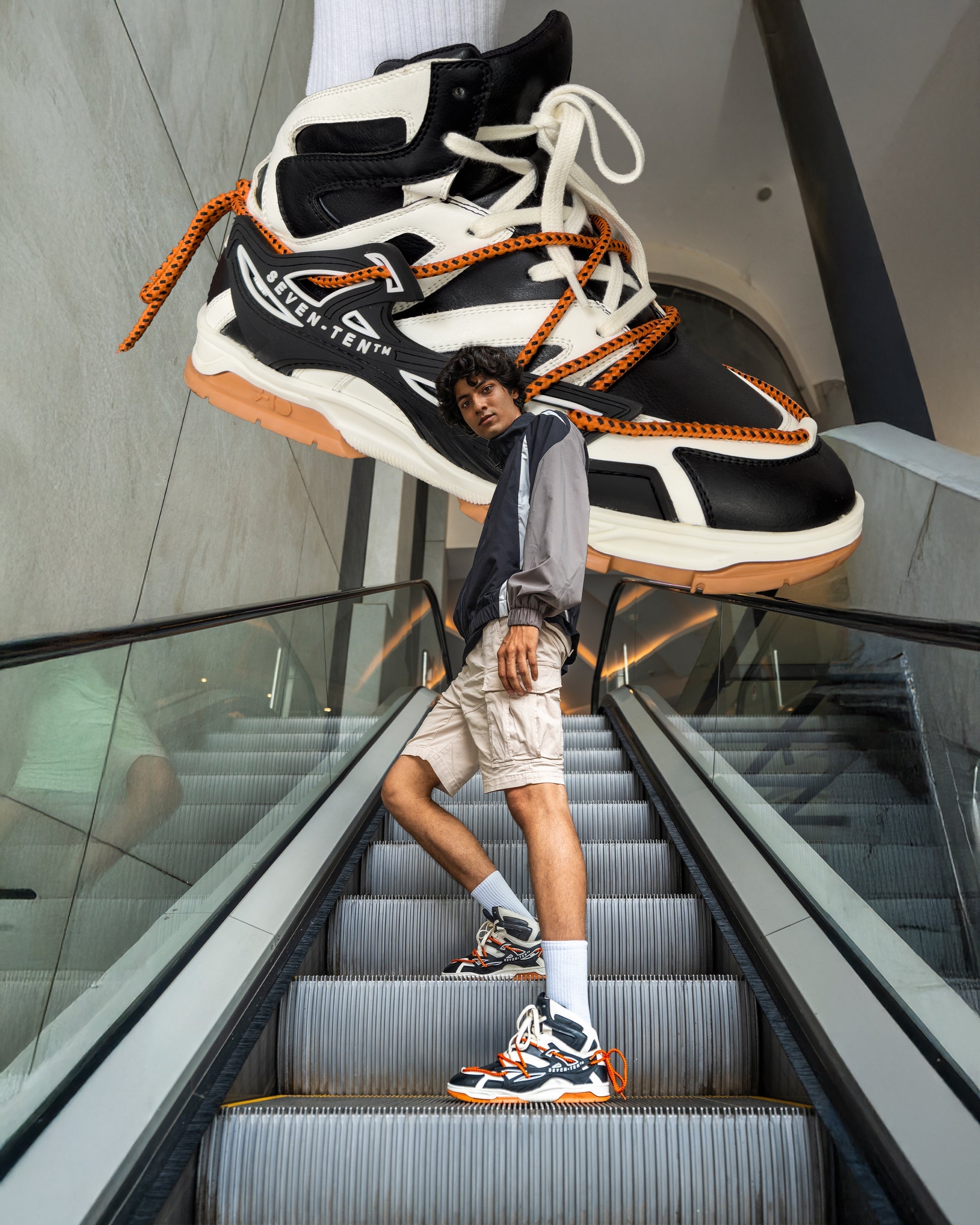739 Orange Puffin High-Top Sneakers