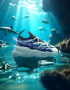 743 Hydra Blue & White Chunky Sneakers