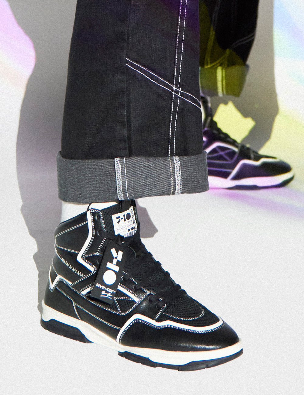 714 Black & White High-Top Sneakers - The Grand Sale