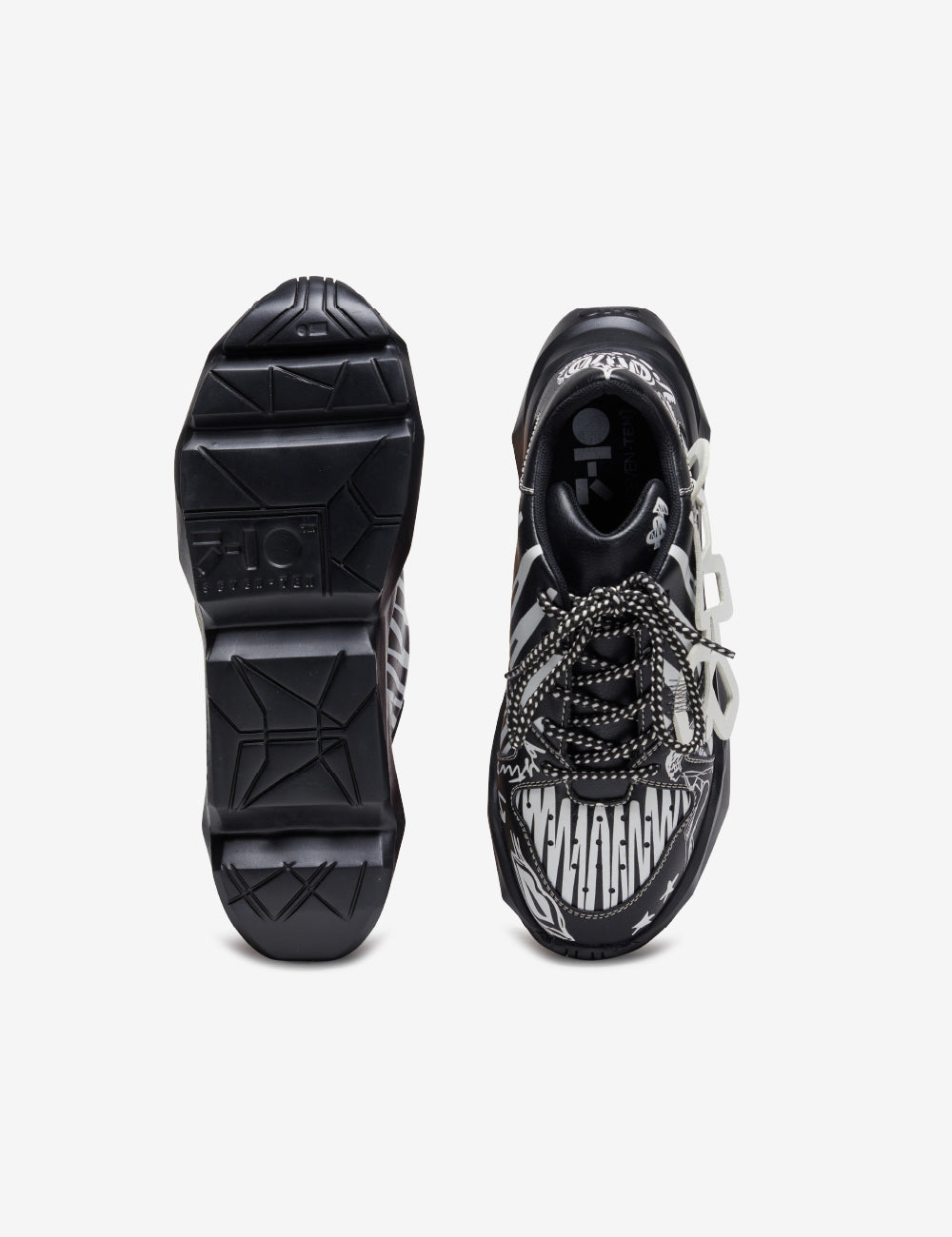 728 Black Graphic Chunky Sneakers - The Grand Sale