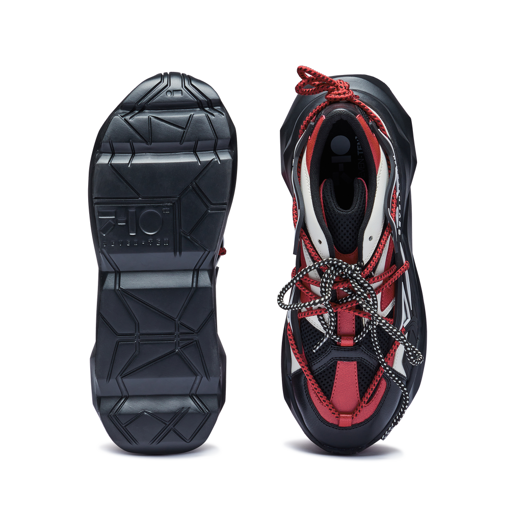 742 Crimson Red Low-Top Chunky Sneakers