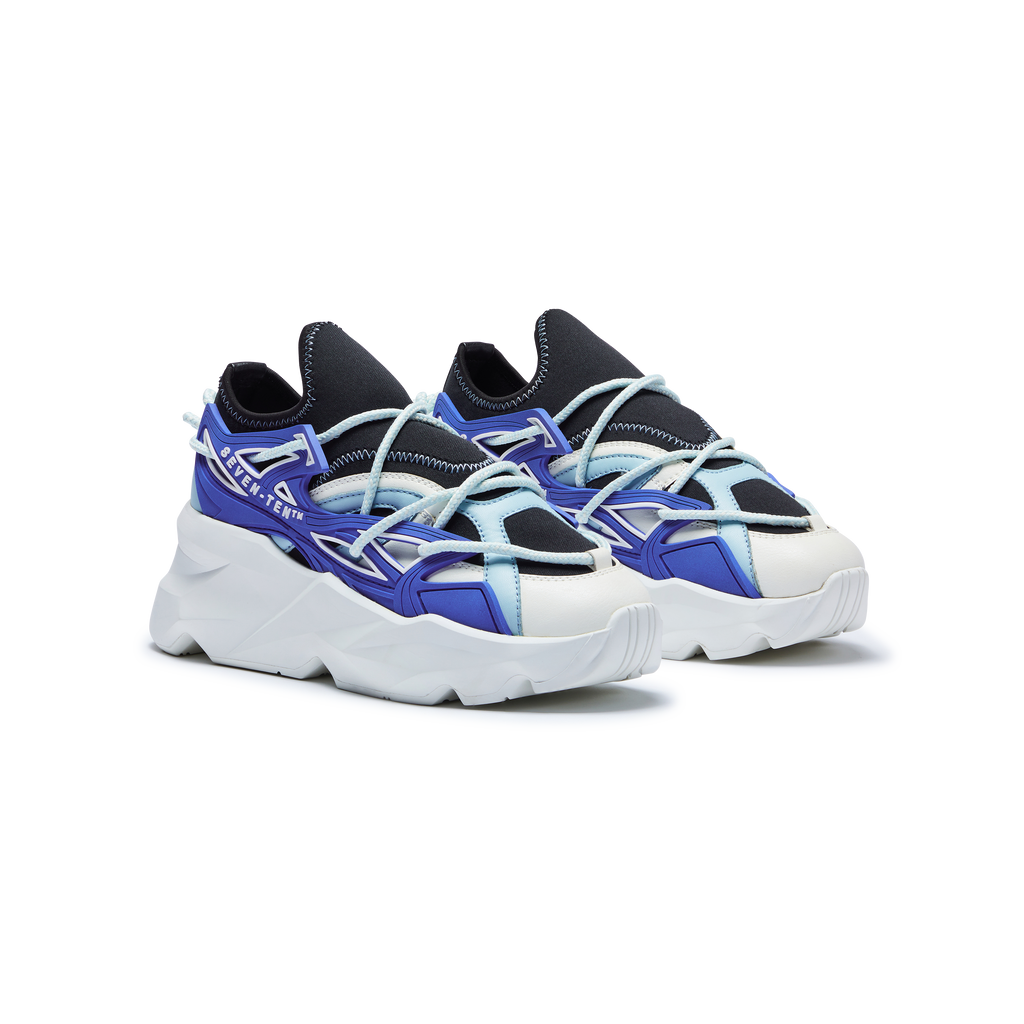 743 Hydra Blue & White Chunky Sneakers - The Grand Sale