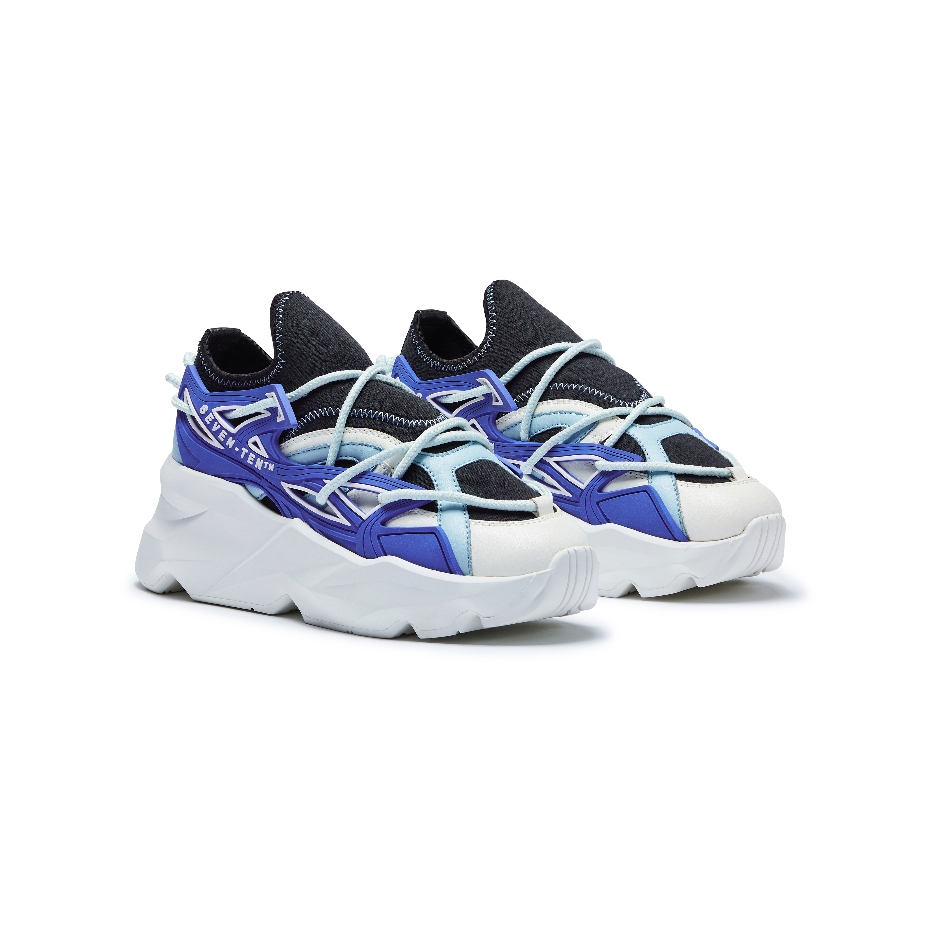 743 Hydra Blue & White Chunky Sneakers - The Grand Sale
