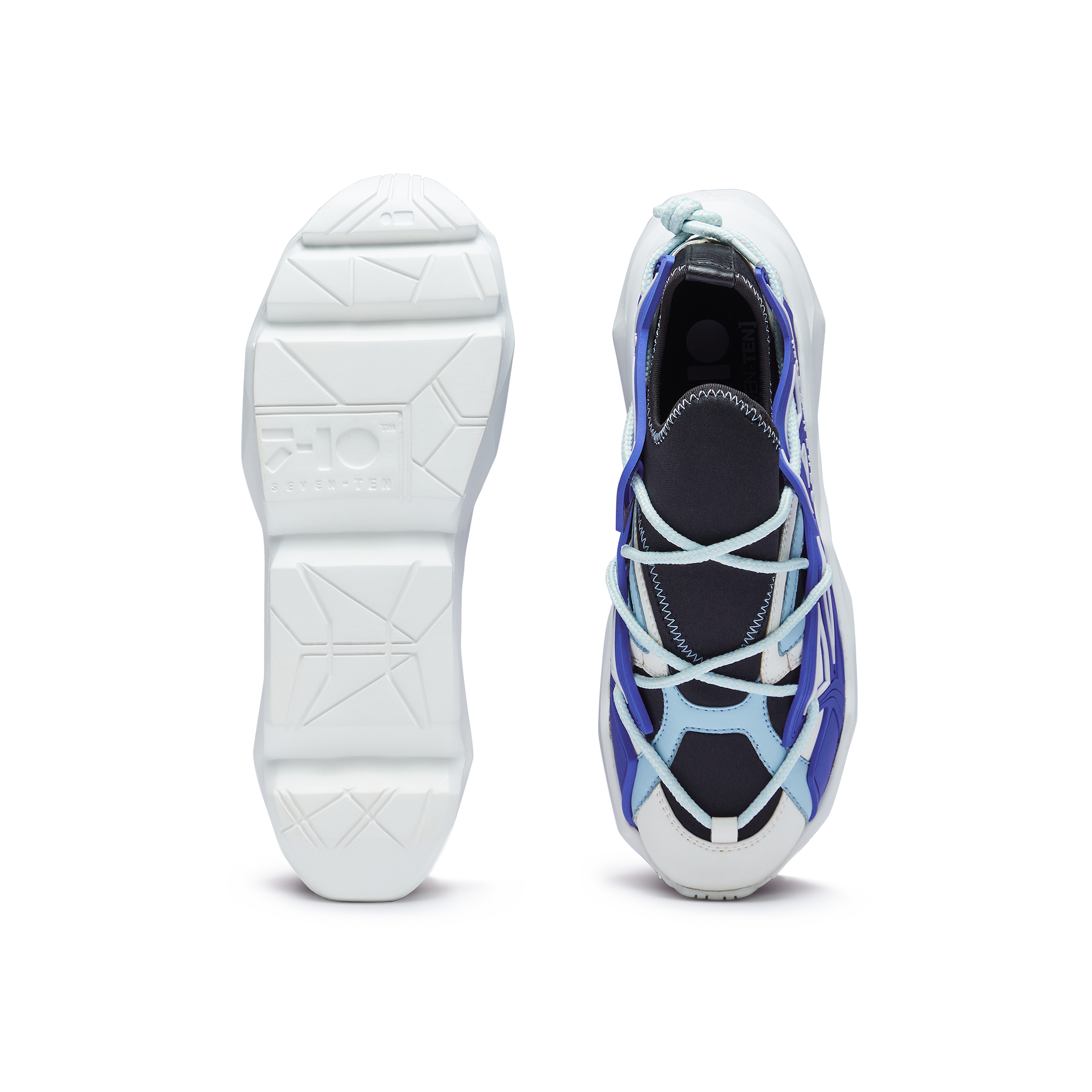 743 Hydra Blue & White Chunky Sneakers - The Grand Sale