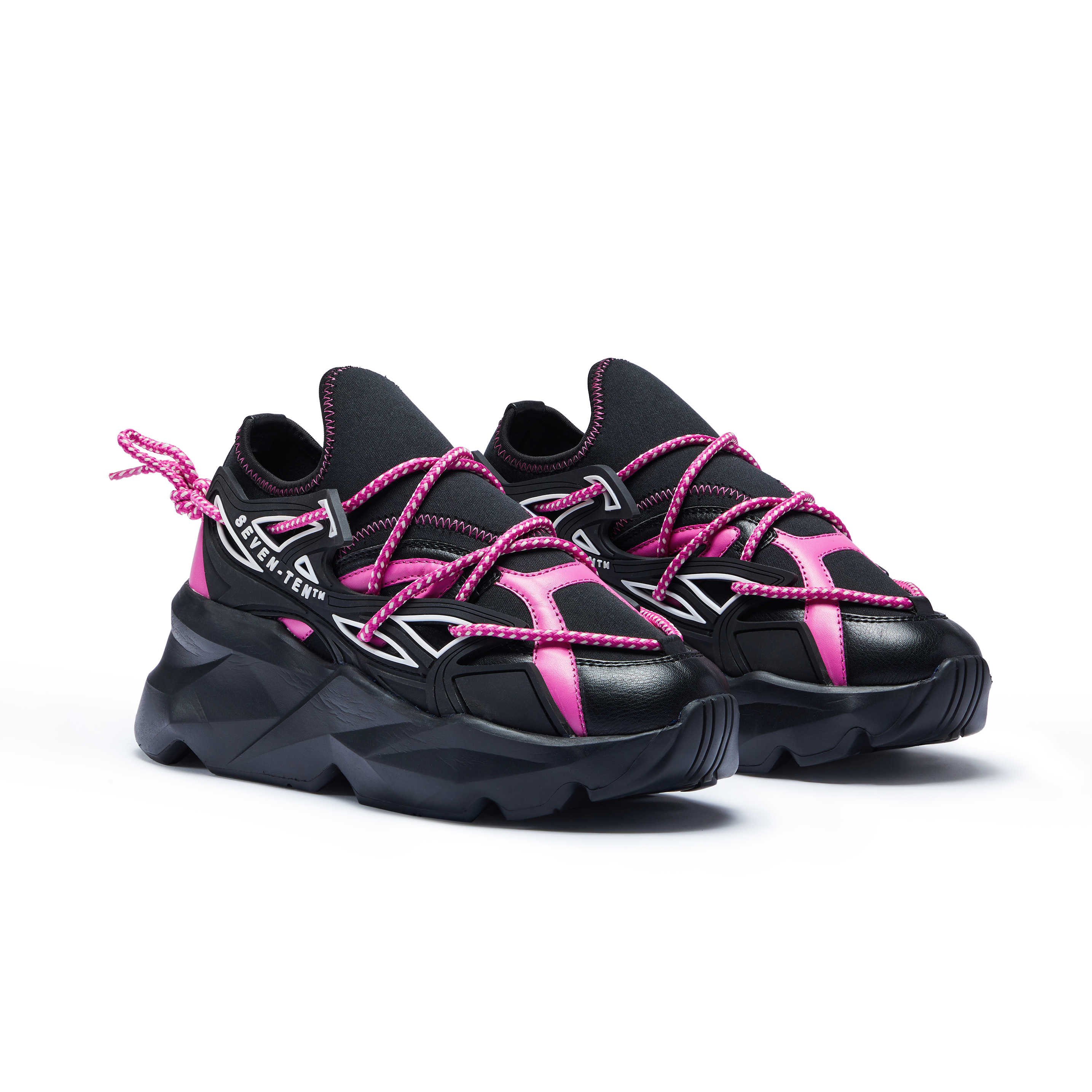 743 Flamink Pink & Black Chunky Sneakers - The Grand Sale