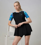 Speedo Closedback Short Sleeve Swimdress With Boyleg Female Swimming Costume