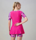 Speedo Closedback Short Sleeve Swimdress With Boyleg Female Swimming Costume