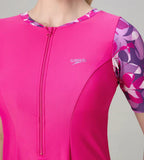 Speedo Closedback Short Sleeve Swimdress With Boyleg Female Swimming Costume