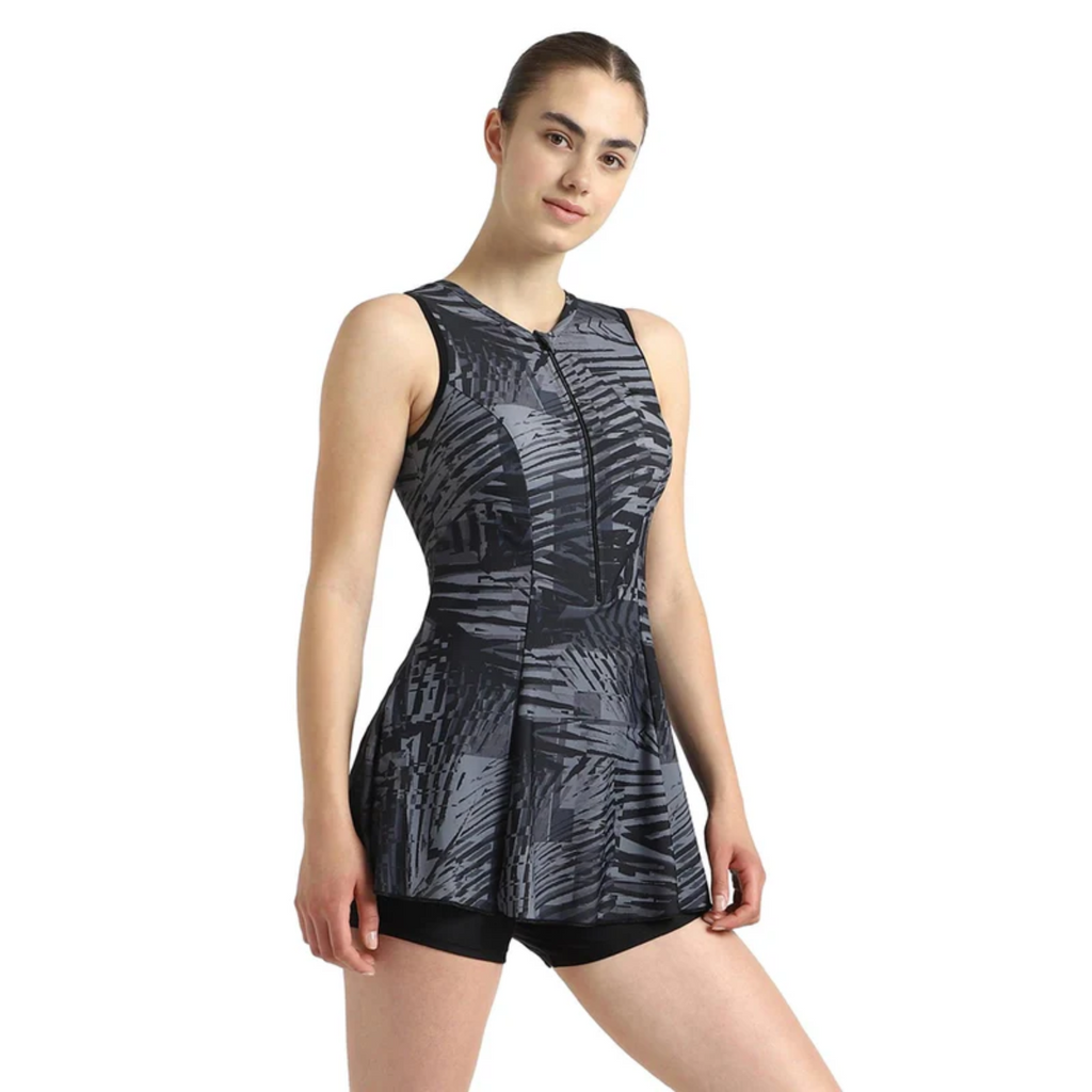Speedo Allover Printed Closedback Female Swimdress With Boyleg