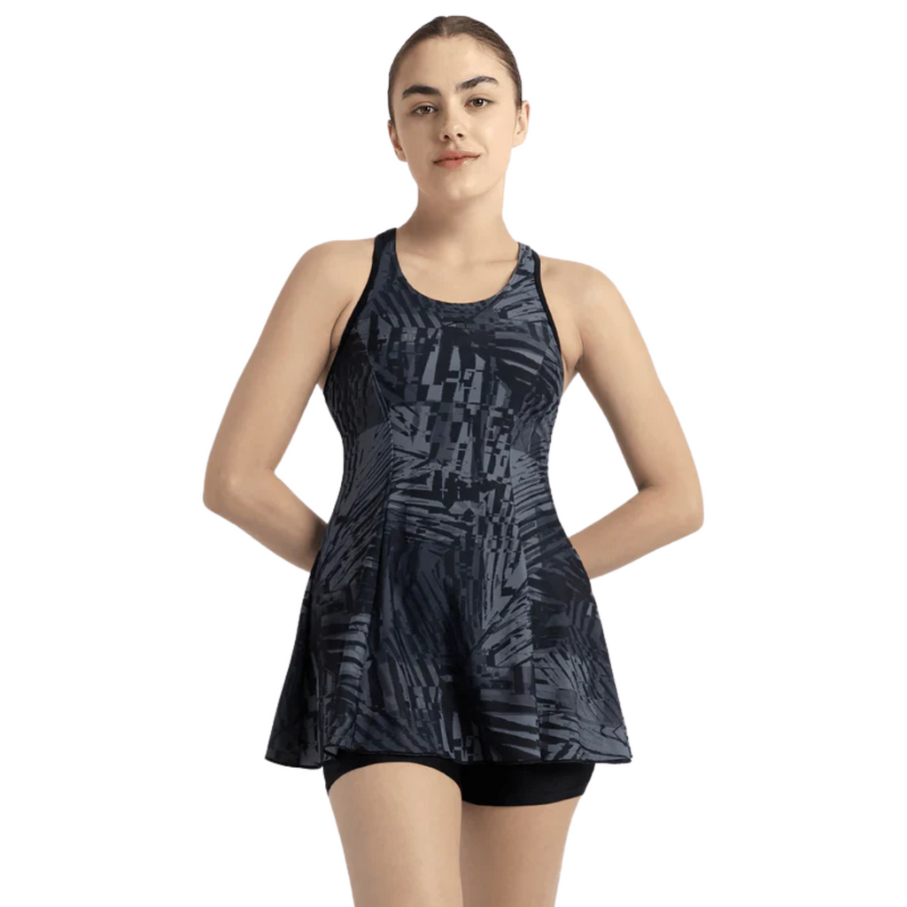 Speedo Allover Printed Swimdress With Boyleg Female Swimming Costume