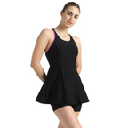 Speedo Solid Racerback Swimdress With Boyleg
