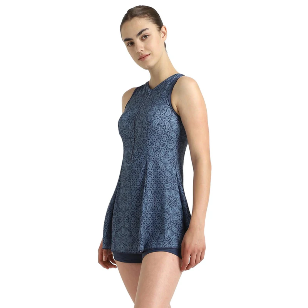 Speedo Allover Printed Closedback Female Swimdress With Boyleg