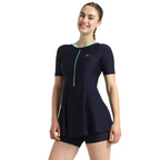 Speedo Closedback Short Sleeve Swimdress With Boyleg Female Swimming Costume