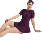 Speedo Closedback Short Sleeve Swimdress With Boyleg Female Swimming Costume