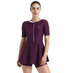 Speedo Closedback Short Sleeve Swimdress With Boyleg Female Swimming Costume