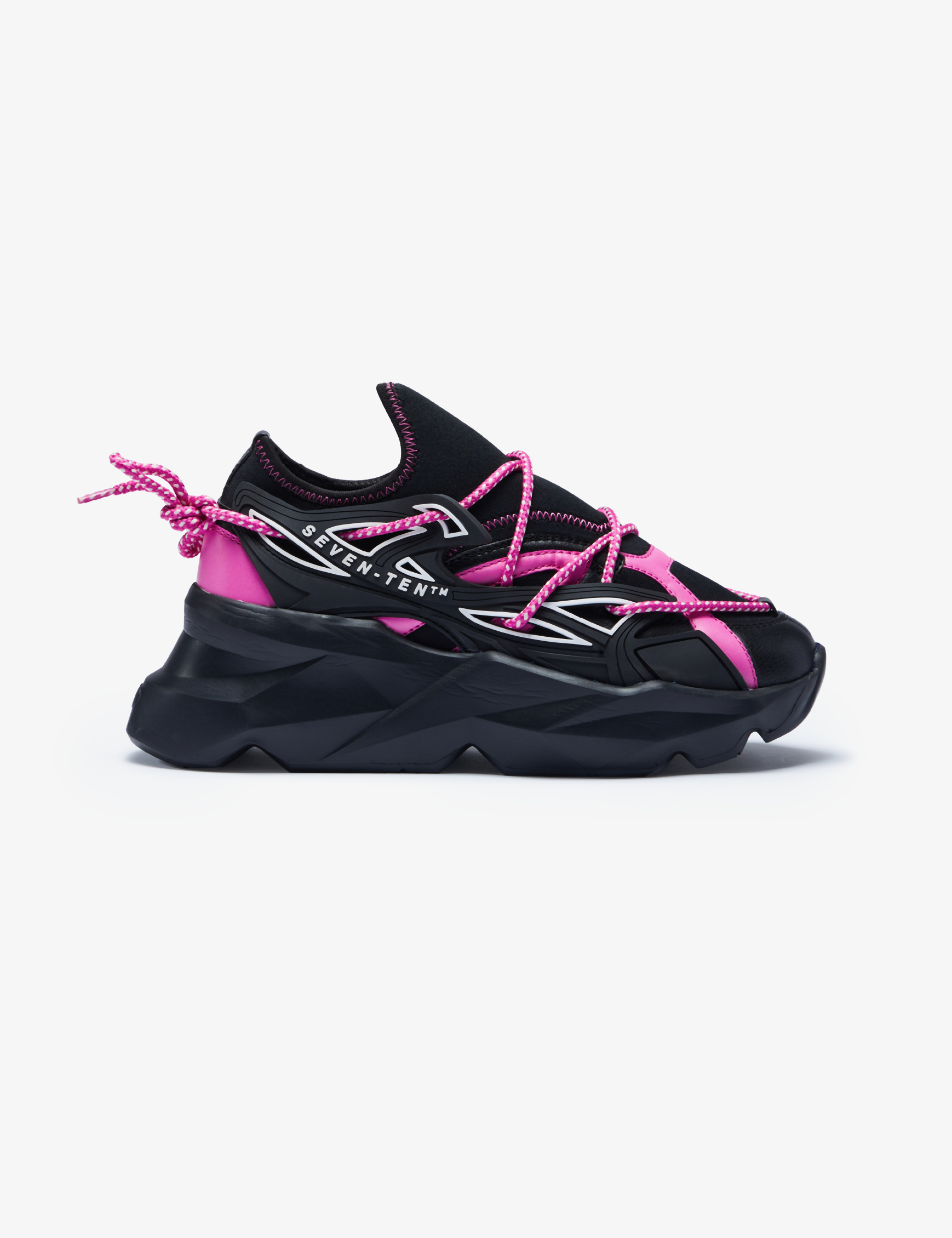 743 Flamink Pink & Black Chunky Sneakers - The Grand Sale
