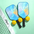 Puls8 Wave V2 Beach Sunset Pickleball Paddle Set (2 Paddles + 3 Balls + Net)