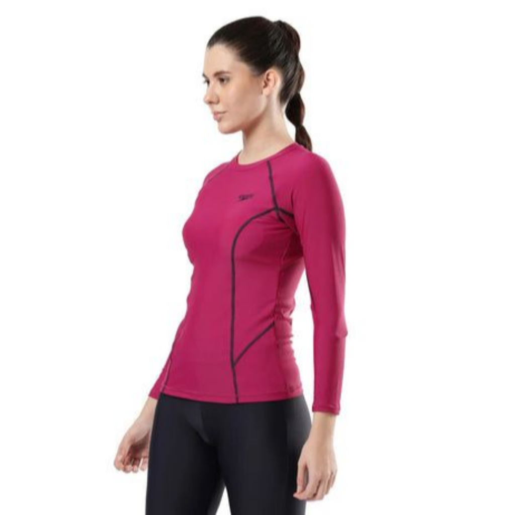 Speedo AF Solid LS Rash Top Swimming Costume Female