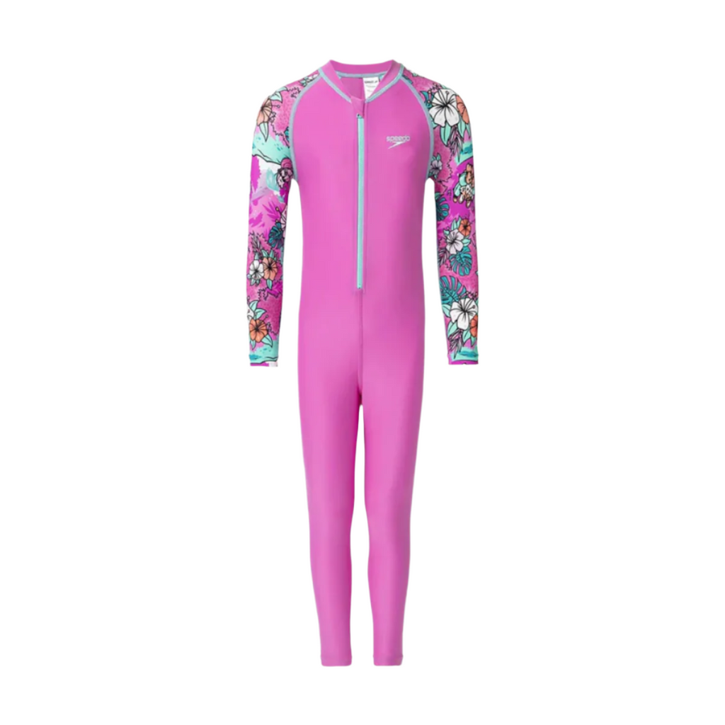 Speedo Colour Block Aop All In One Suit Swimming Costume(Girls)