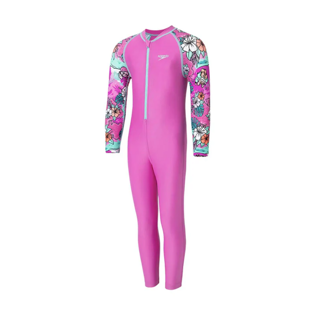 Speedo Colour Block Aop All In One Suit Swimming Costume(Girls)