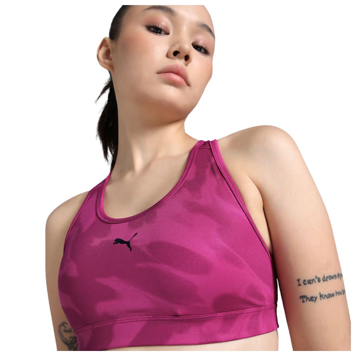 Puma Women's 4 Keeps Moisture-Wicking Printed Bra